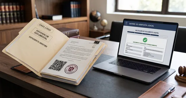 Expediente judicial con Código QR y verificación digital.